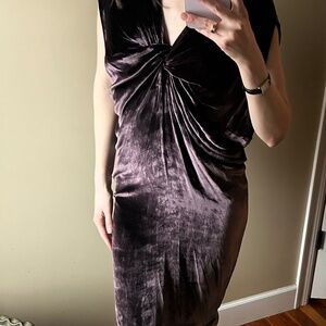 Tia Cibani Italian velvet purple midi dress